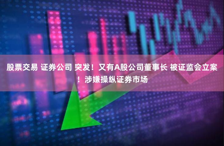 股票交易 证券公司 突发！又有A股公司董事长 被证监会立案！涉嫌操纵证券市场
