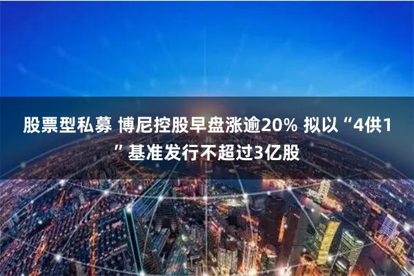 股票型私募 博尼控股早盘涨逾20% 拟以“4供1”基准发行不超过3亿股