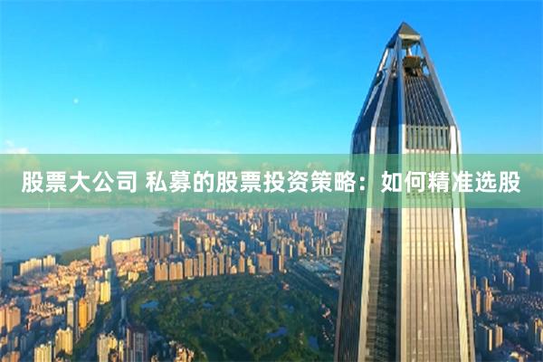 股票大公司 私募的股票投资策略：如何精准选股
